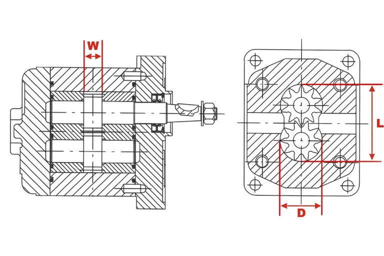 Zeichnung einer Zahnradpumpe